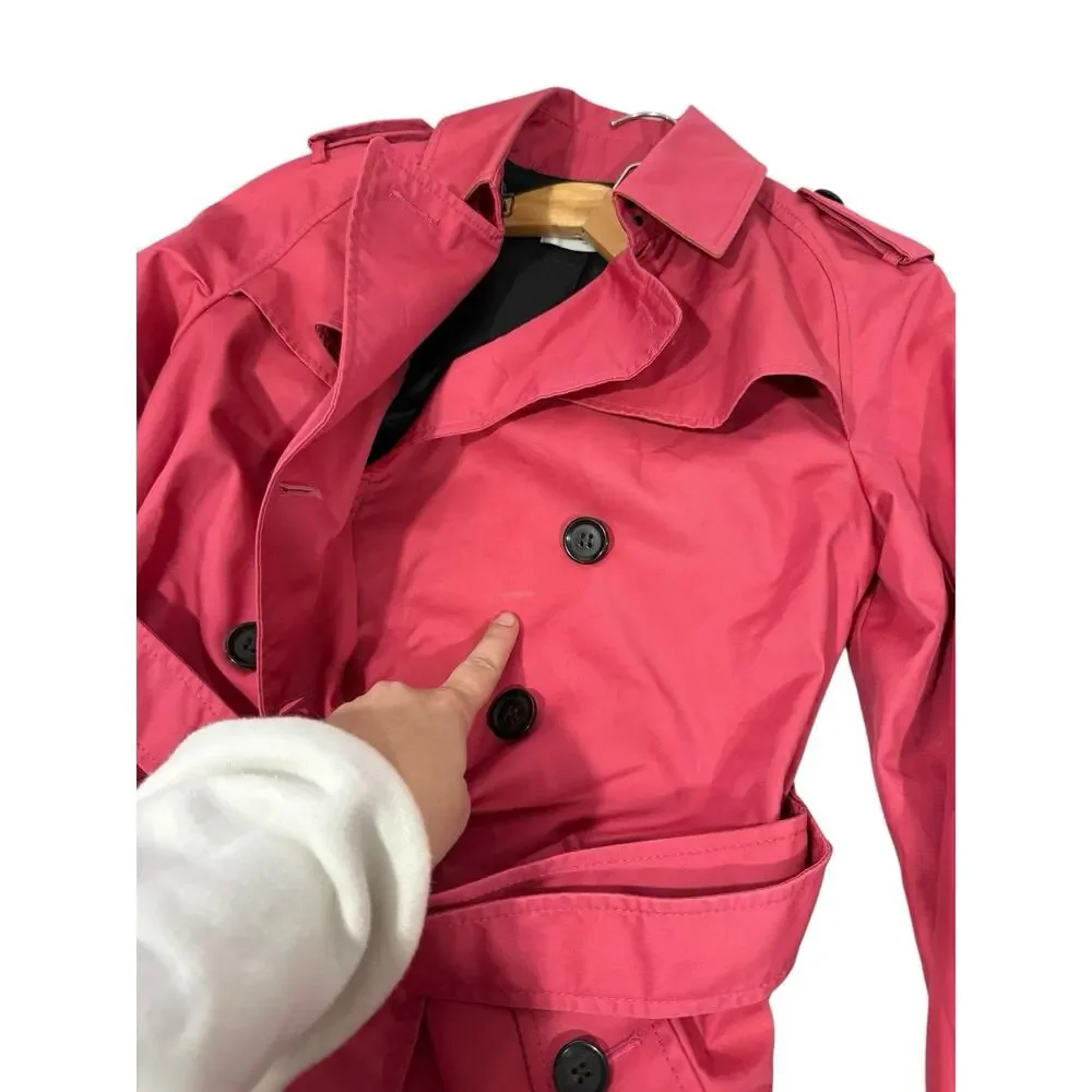 Coach Pink Double Breasted Short Length Trench Coat Career Timeless Womens Small - Picture 6 of 8